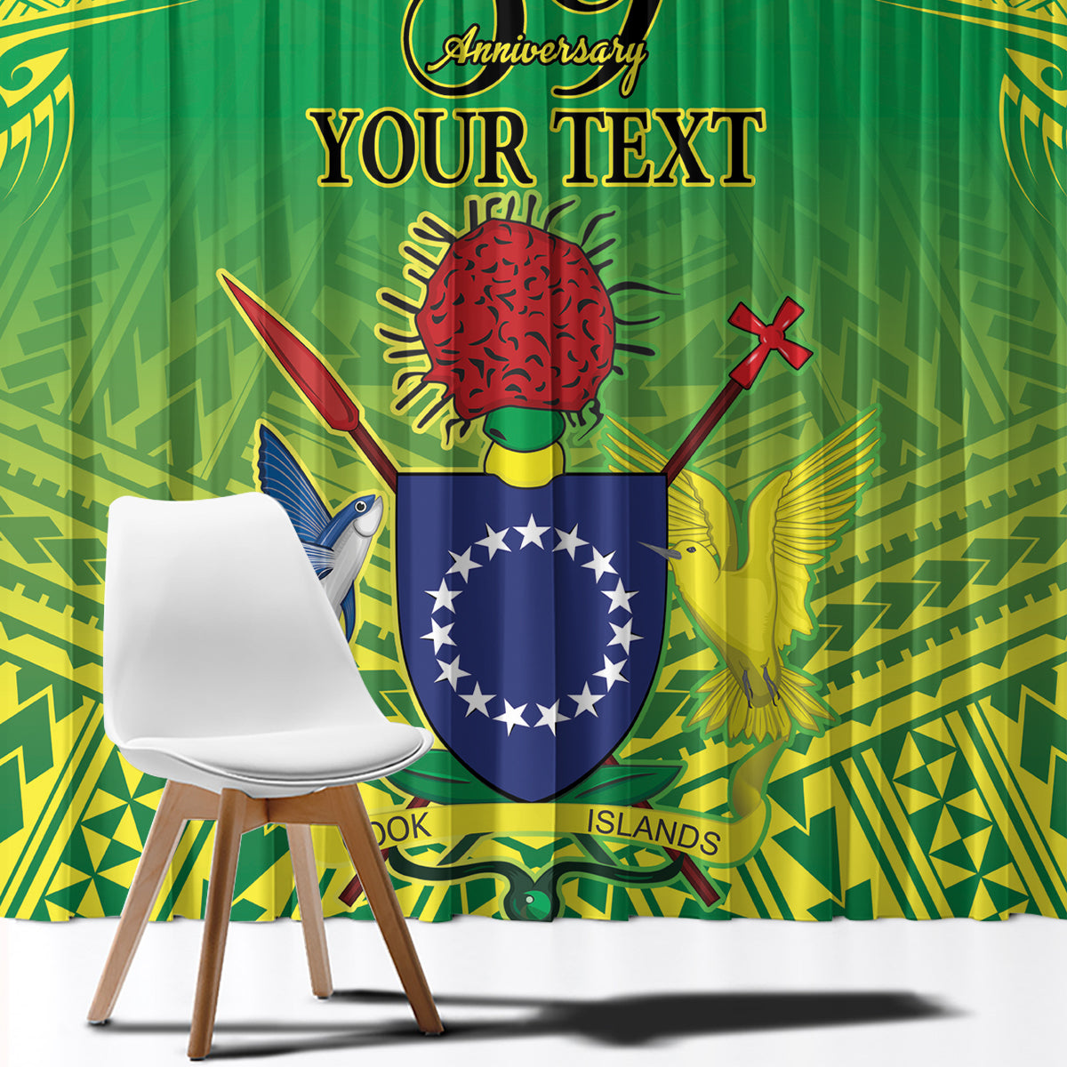 Cook Islands Constitution Day Window Curtain Kuki Airani Since 1965 LT9 - Polynesian Pride