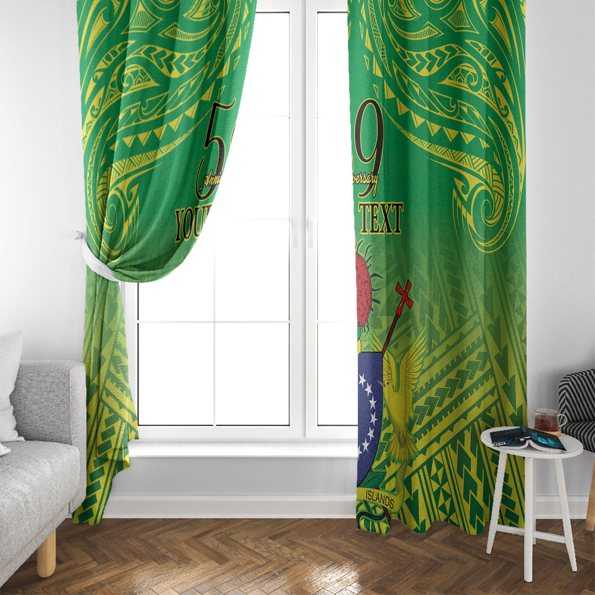 Cook Islands Constitution Day Window Curtain Kuki Airani Since 1965 LT9 - Polynesian Pride