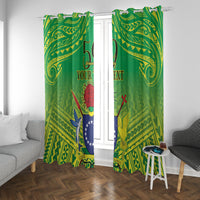 Cook Islands Constitution Day Window Curtain Kuki Airani Since 1965 LT9 With Grommets Green - Polynesian Pride