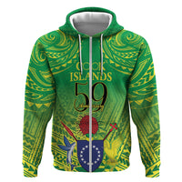 Cook Islands Constitution Day Zip Hoodie Kuki Airani Since 1965 LT9 Zip Hoodie Green - Polynesian Pride
