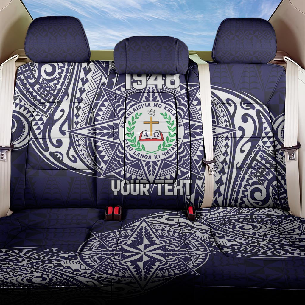 Personalised Tonga Sia'atoutai Theological College Back Car Seat Cover Since 1948 Special Kupesi Pattern LT9 One Size Navy - Polynesian Pride