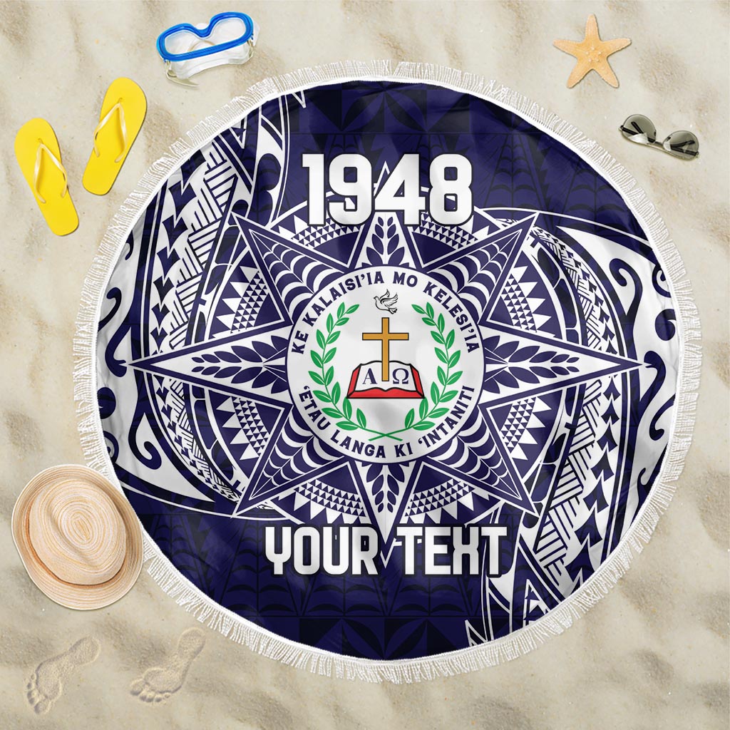 Personalised Tonga Sia'atoutai Theological College Beach Blanket Since 1948 Special Kupesi Pattern