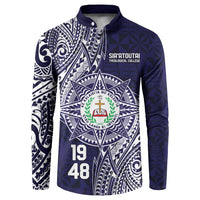 Personalised Tonga Sia'atoutai Theological College Button Sweatshirt Since 1948 Special Kupesi Pattern LT9 Navy - Polynesian Pride
