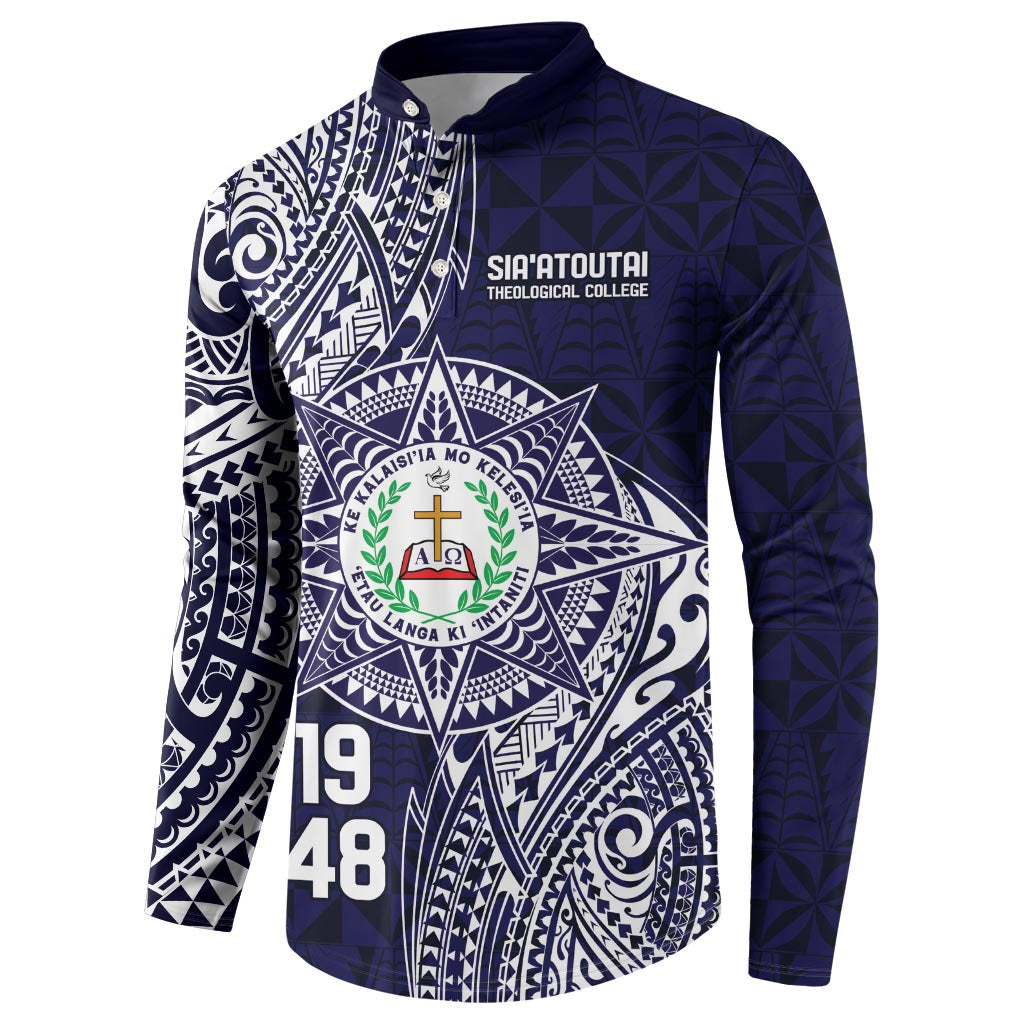 Personalised Tonga Sia'atoutai Theological College Button Sweatshirt Since 1948 Special Kupesi Pattern LT9 - Polynesian Pride