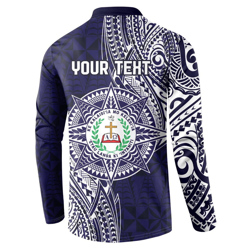 Personalised Tonga Sia'atoutai Theological College Button Sweatshirt Since 1948 Special Kupesi Pattern LT9 - Polynesian Pride