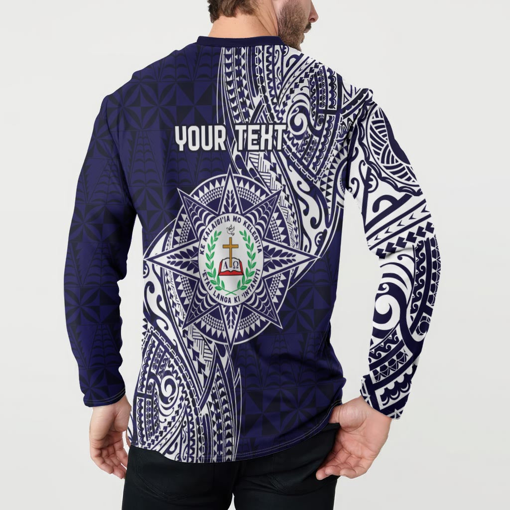 Personalised Tonga Sia'atoutai Theological College Button Sweatshirt Since 1948 Special Kupesi Pattern LT9 - Polynesian Pride