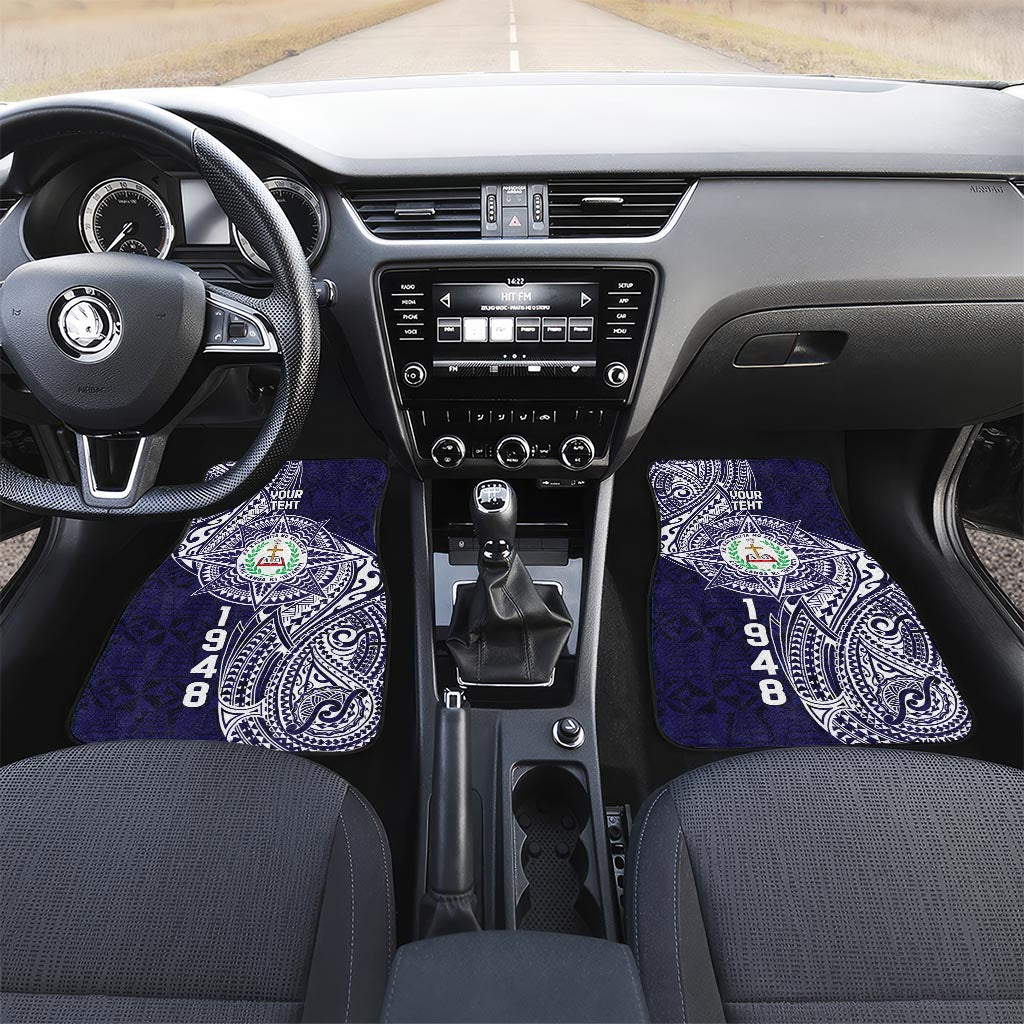 Personalised Tonga Sia'atoutai Theological College Car Mats Since 1948 Special Kupesi Pattern LT9 Set 2pcs - Front Navy - Polynesian Pride
