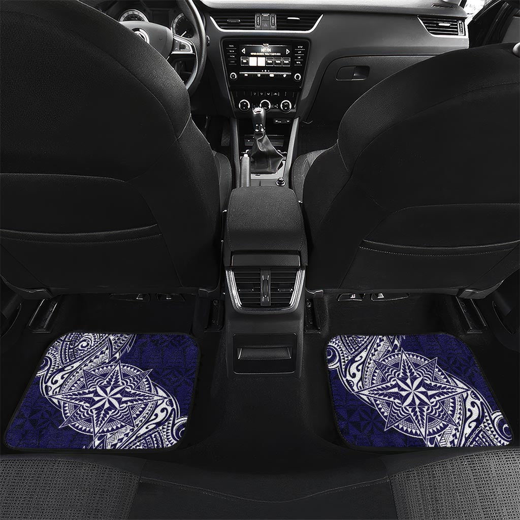 Personalised Tonga Sia'atoutai Theological College Car Mats Since 1948 Special Kupesi Pattern LT9 Set 2pcs - Back Navy - Polynesian Pride