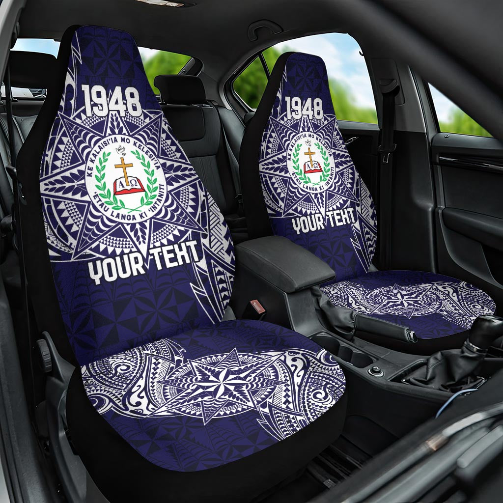 Personalised Tonga Sia'atoutai Theological College Car Seat Cover Since 1948 Special Kupesi Pattern LT9 One Size Navy - Polynesian Pride