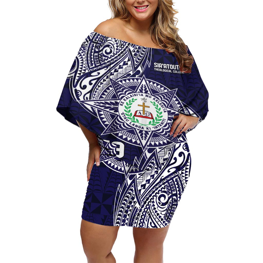 Personalised Tonga Sia'atoutai Theological College Off Shoulder Short Dress Since 1948 Special Kupesi Pattern