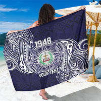 Personalised Tonga Sia'atoutai Theological College Sarong Since 1948 Special Kupesi Pattern LT9 One Size 44 x 66 inches Navy - Polynesian Pride