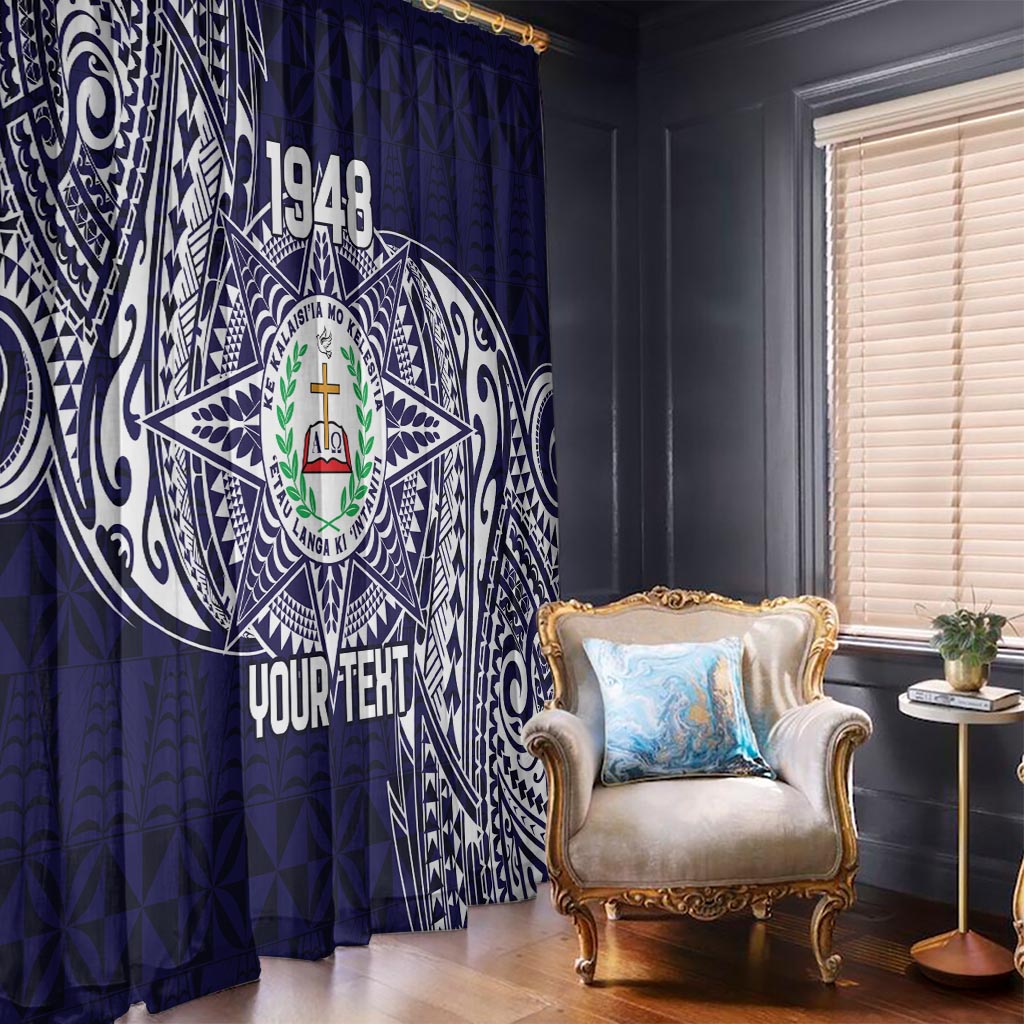 Personalised Tonga Sia'atoutai Theological College Window Curtain Since 1948 Special Kupesi Pattern LT9 - Polynesian Pride