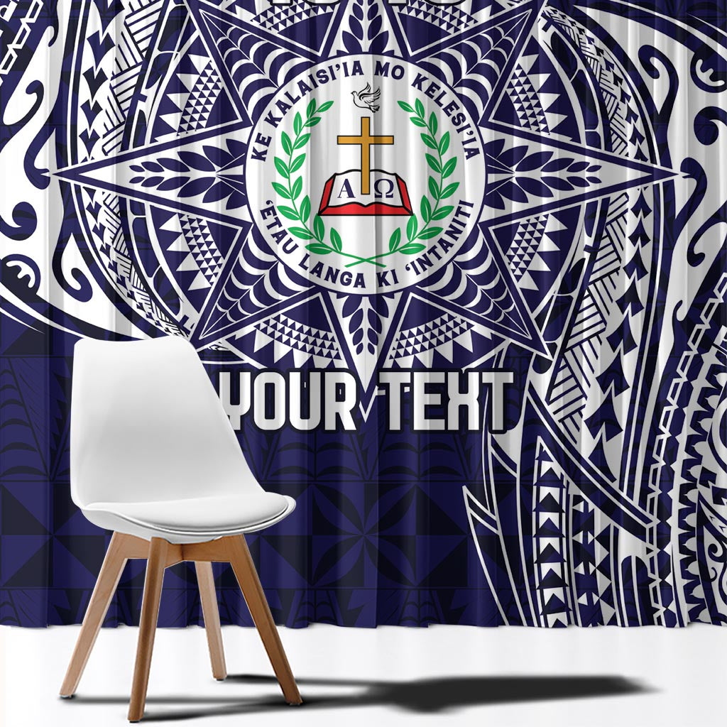 Personalised Tonga Sia'atoutai Theological College Window Curtain Since 1948 Special Kupesi Pattern LT9 - Polynesian Pride