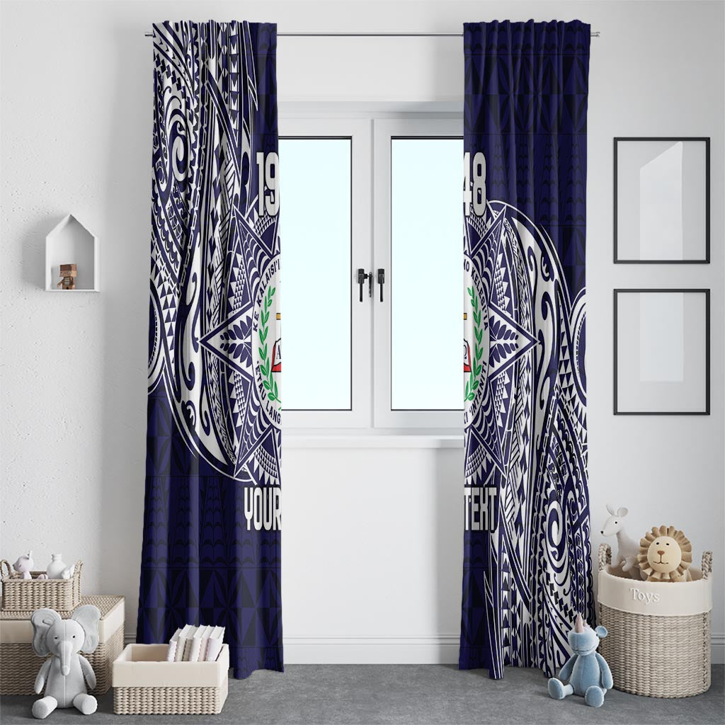 Personalised Tonga Sia'atoutai Theological College Window Curtain Since 1948 Special Kupesi Pattern LT9 - Polynesian Pride