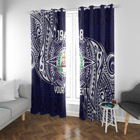 Personalised Tonga Sia'atoutai Theological College Window Curtain Since 1948 Special Kupesi Pattern LT9 With Grommets Navy - Polynesian Pride