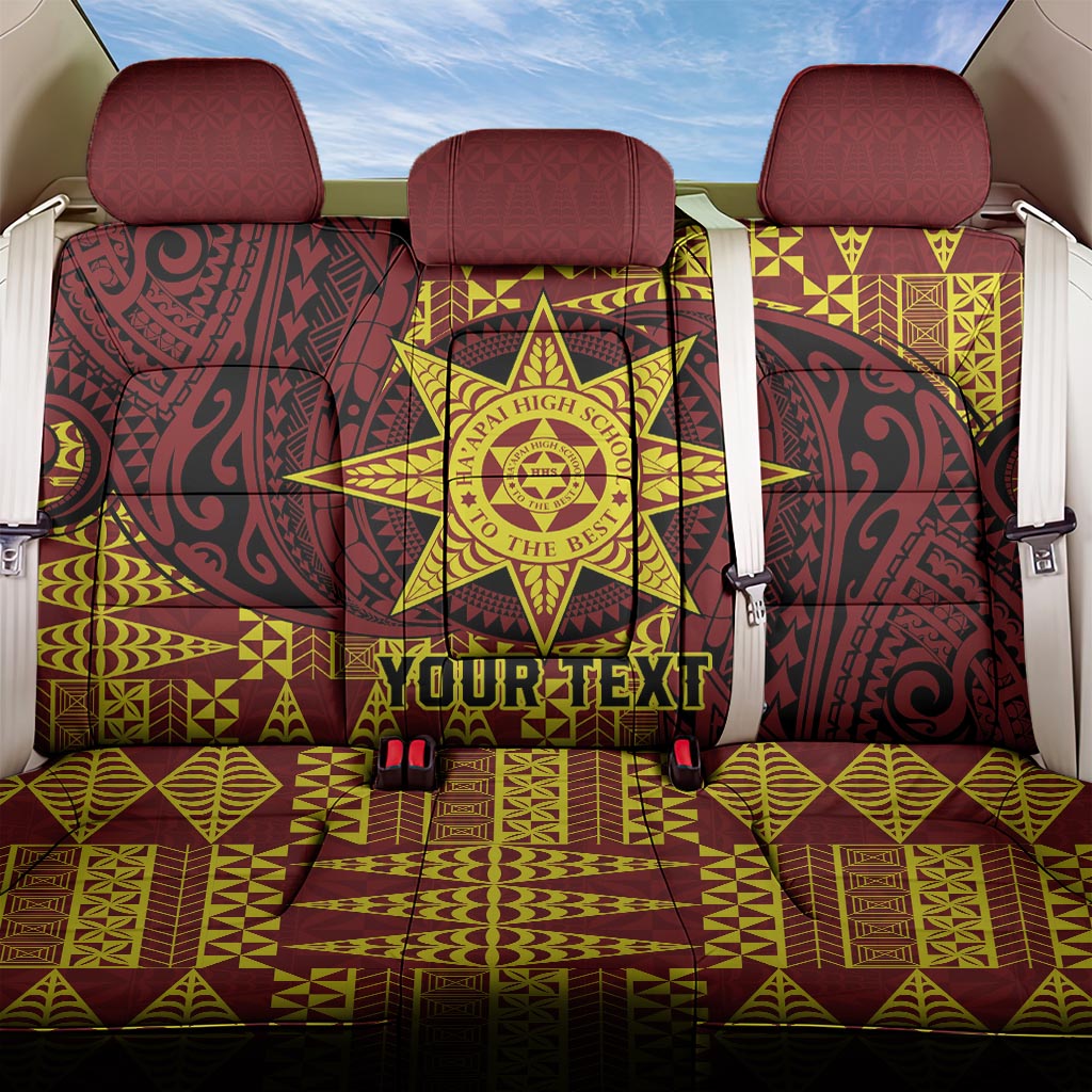 Personalised Tonga Haapai High School Back Car Seat Cover Special Kupesi Pattern LT9 One Size Gold - Polynesian Pride