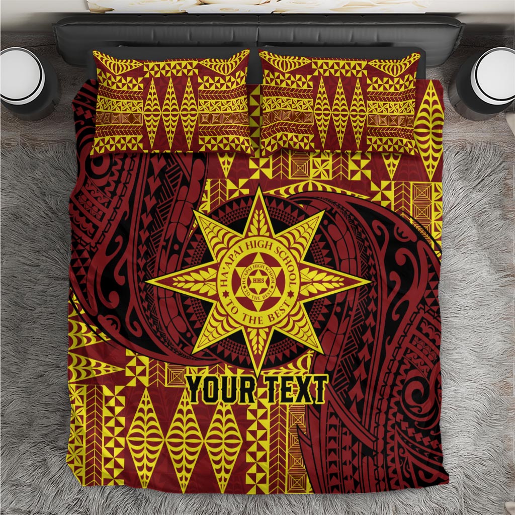 Personalised Tonga Haapai High School Bedding Set Special Kupesi Pattern LT9 Gold - Polynesian Pride