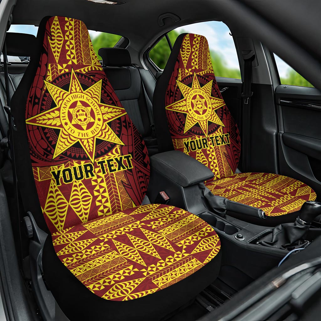 Personalised Tonga Haapai High School Car Seat Cover Special Kupesi Pattern LT9 One Size Gold - Polynesian Pride