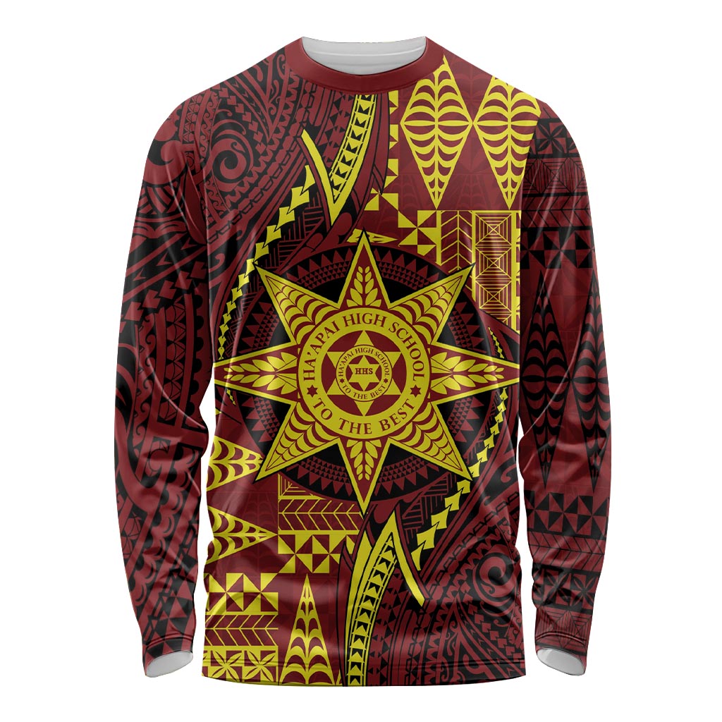 Personalised Tonga Haapai High School Long Sleeve Shirt Special Kupesi Pattern