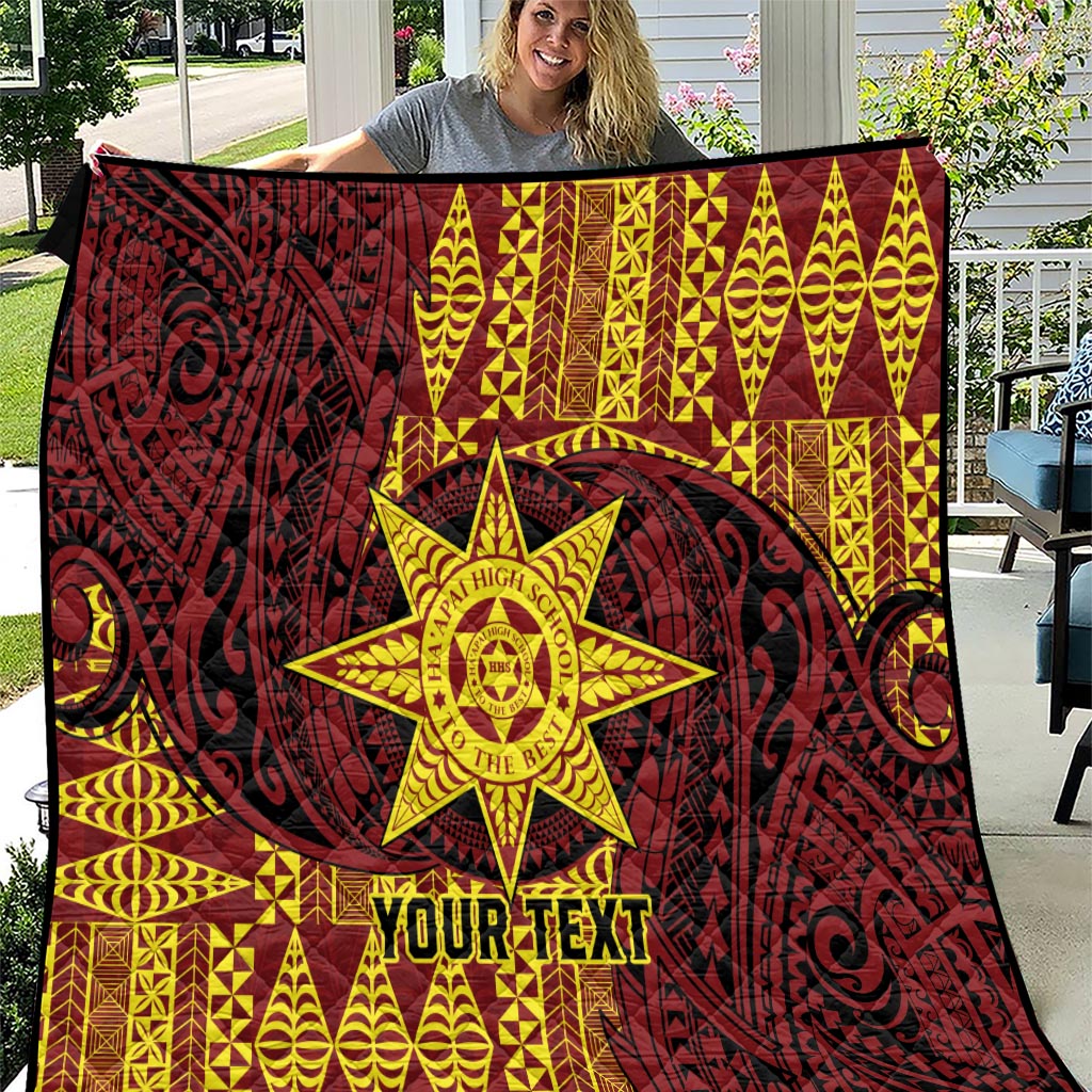 Personalised Tonga Haapai High School Quilt Special Kupesi Pattern LT9 Gold - Polynesian Pride