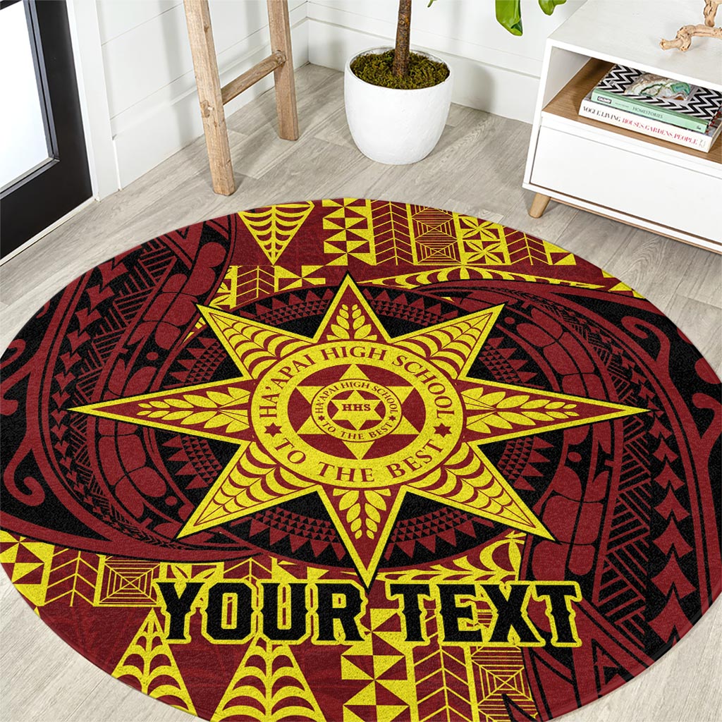 Personalised Tonga Haapai High School Round Carpet Special Kupesi Pattern LT9 Gold - Polynesian Pride