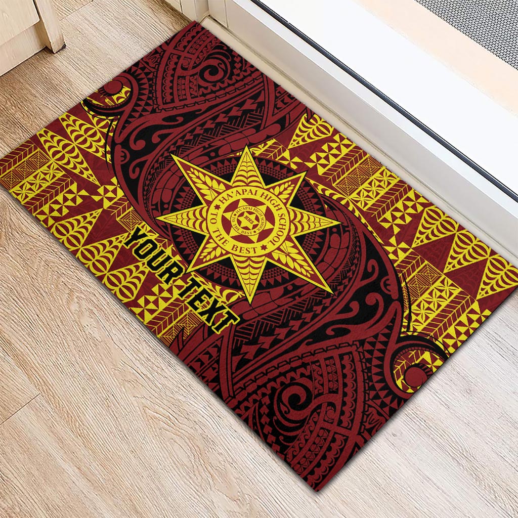 Personalised Tonga Haapai High School Rubber Doormat Special Kupesi Pattern LT9 - Polynesian Pride