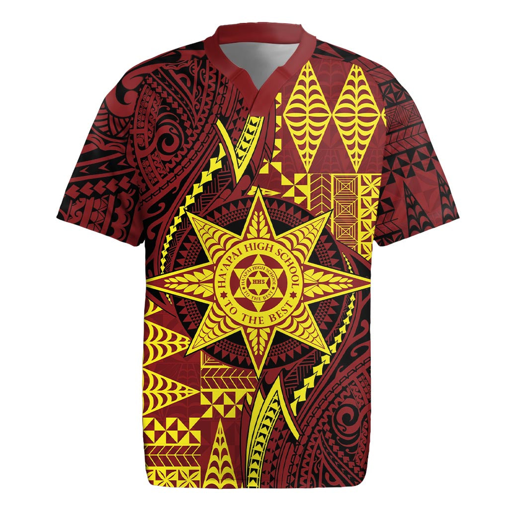 Personalised Tonga Haapai High School Rugby Jersey Special Kupesi Pattern LT9 Gold - Polynesian Pride