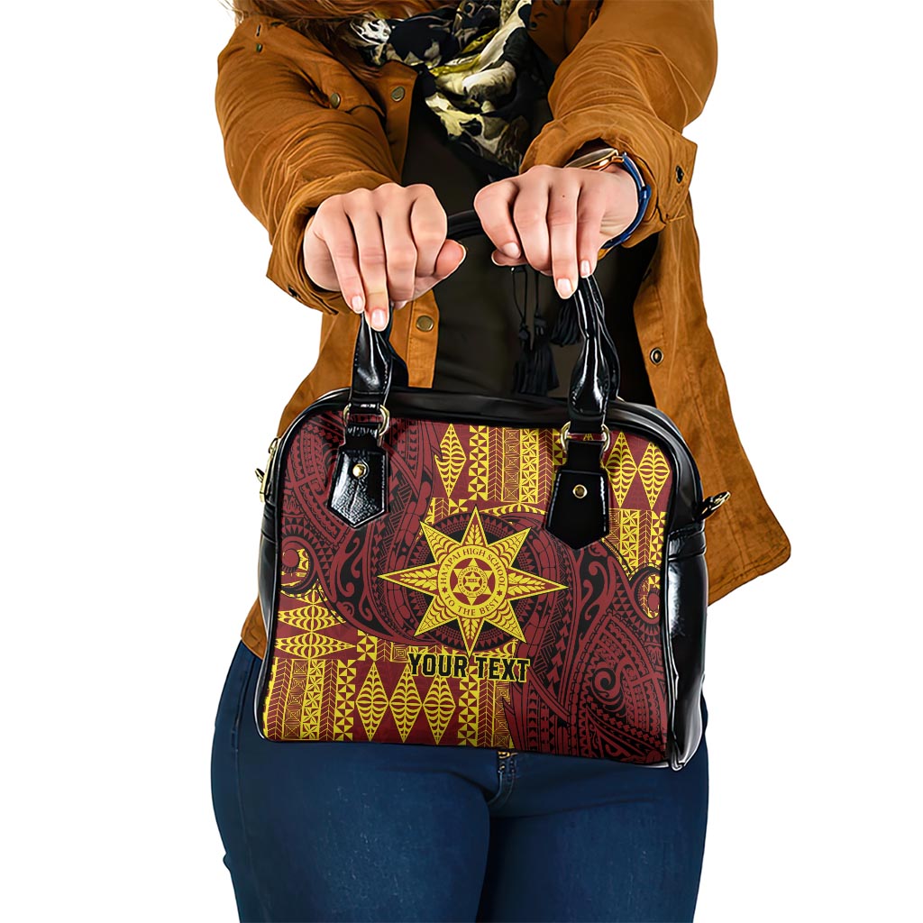 Personalised Tonga Haapai High School Shoulder Handbag Special Kupesi Pattern LT9 One Size Gold - Polynesian Pride