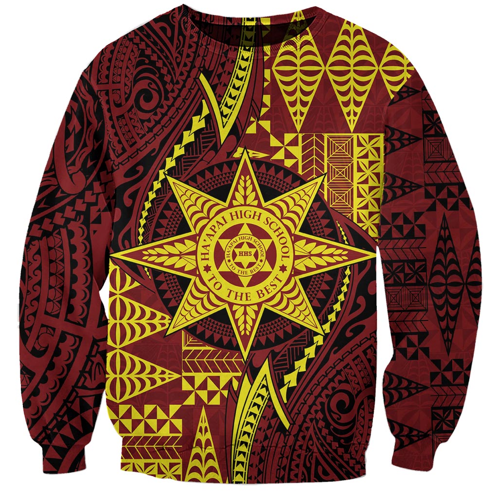 Personalised Tonga Haapai High School Sweatshirt Special Kupesi Pattern LT9 Unisex Gold - Polynesian Pride