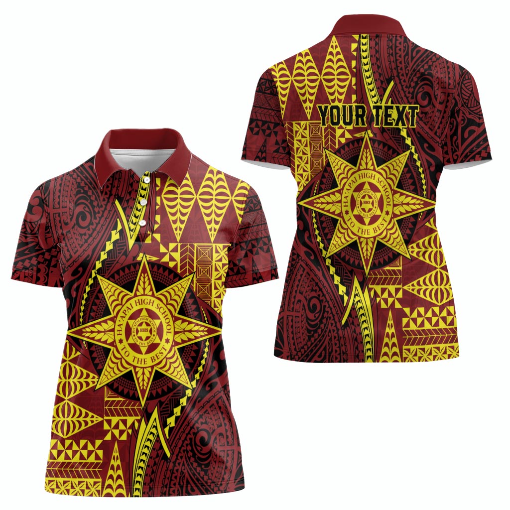 Personalised Tonga Haapai High School Women Polo Shirt Special Kupesi Pattern LT9 - Polynesian Pride
