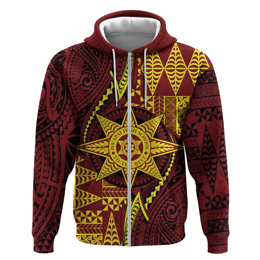 Personalised Tonga Haapai High School Zip Hoodie Special Kupesi Pattern