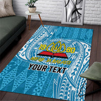 Personalised Tonga Lavengamalie College Area Rug Since 1980 Special Kupesi Pattern LT9 Blue - Polynesian Pride