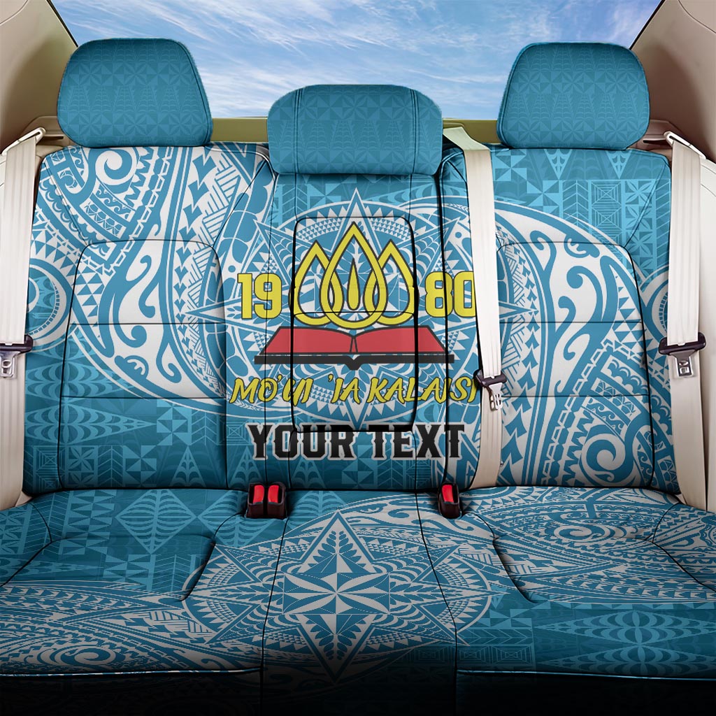 Personalised Tonga Lavengamalie College Back Car Seat Cover Since 1980 Special Kupesi Pattern LT9 One Size Blue - Polynesian Pride