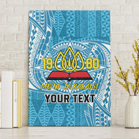 Personalised Tonga Lavengamalie College Canvas Wall Art Since 1980 Special Kupesi Pattern LT9 Without Frame Blue - Polynesian Pride