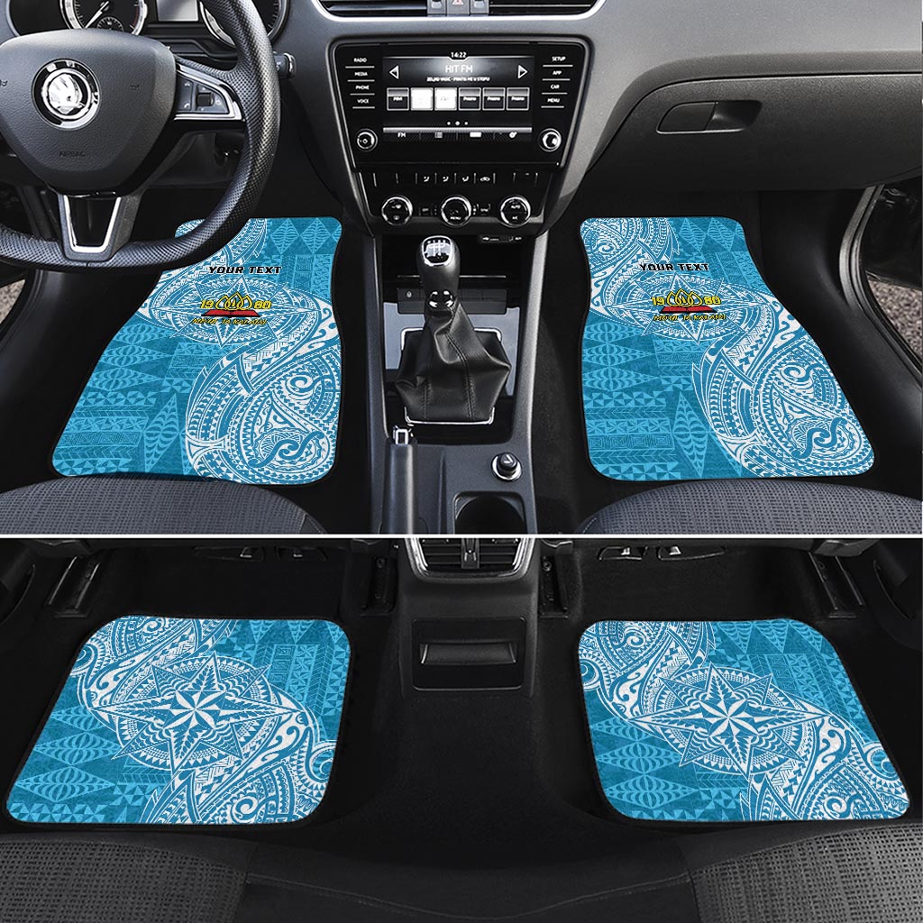 Personalised Tonga Lavengamalie College Car Mats Since 1980 Special Kupesi Pattern LT9 Set 4pcs Blue - Polynesian Pride