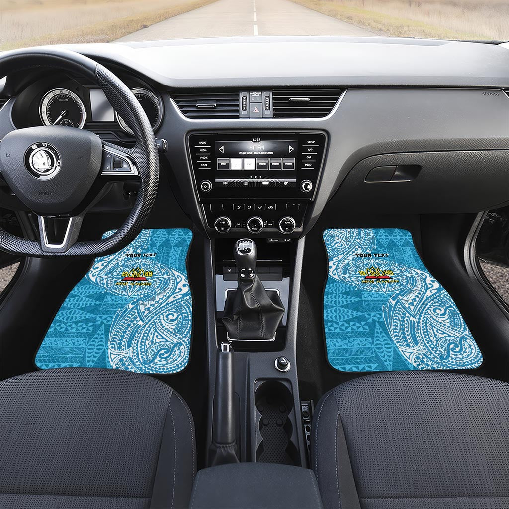 Personalised Tonga Lavengamalie College Car Mats Since 1980 Special Kupesi Pattern LT9 Set 2pcs - Front Blue - Polynesian Pride