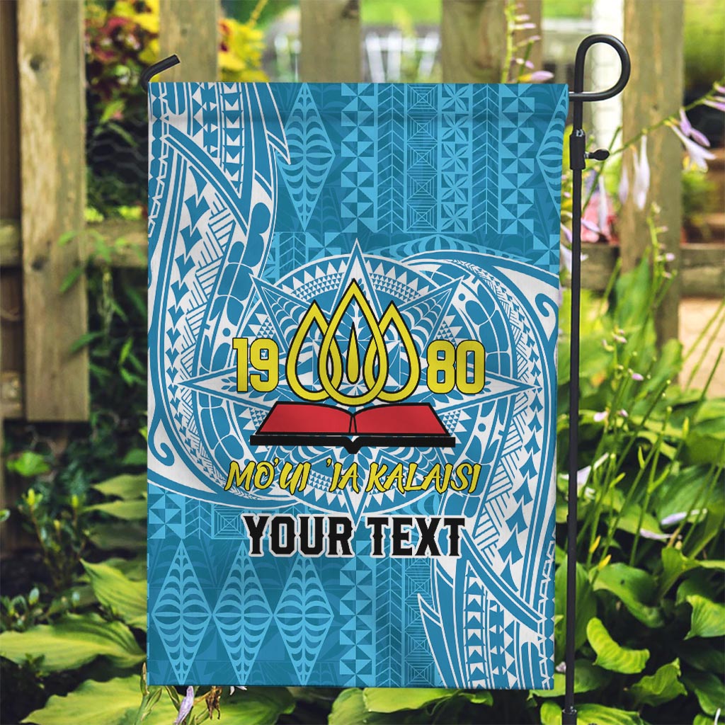 Personalised Tonga Lavengamalie College Garden Flag Since 1980 Special Kupesi Pattern LT9 Garden Flag Blue - Polynesian Pride