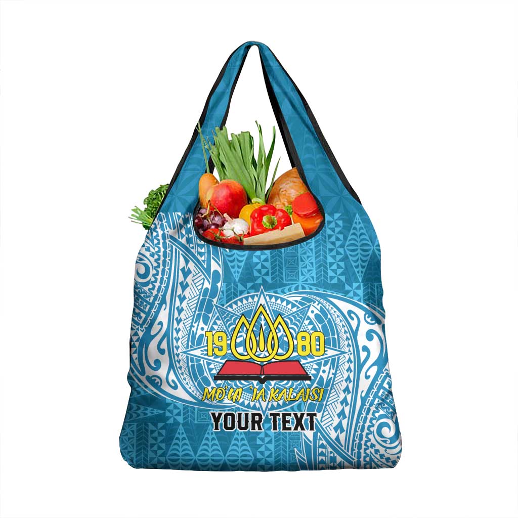 Personalised Tonga Lavengamalie College Grocery Bag Since 1980 Special Kupesi Pattern LT9 1-pack One Size Blue - Polynesian Pride