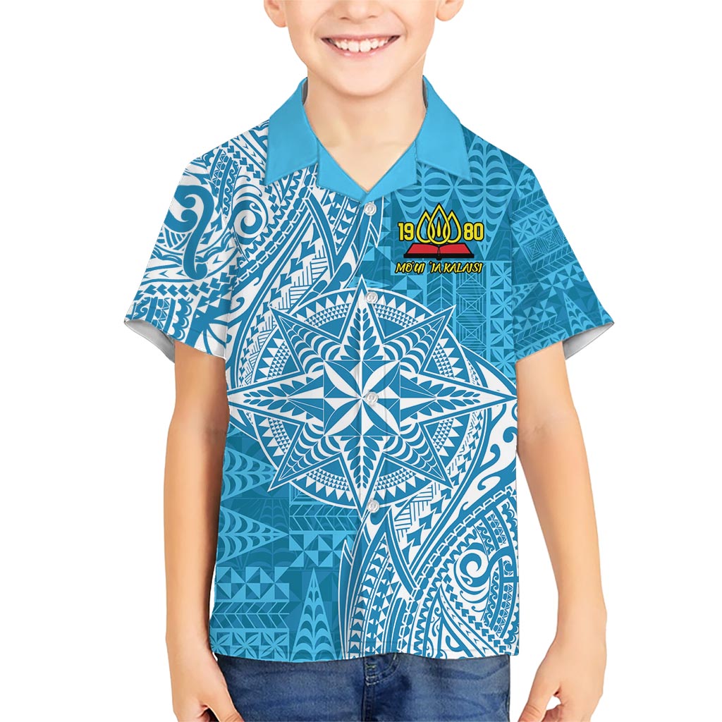 Personalised Tonga Lavengamalie College Kid Hawaiian Shirt Since 1980 Special Kupesi Pattern LT9 Kid Blue - Polynesian Pride