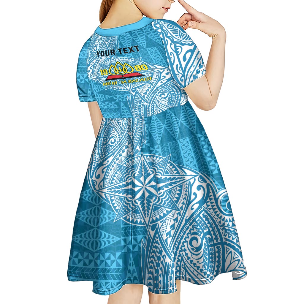 Personalised Tonga Lavengamalie College Kid Short Sleeve Dress Since 1980 Special Kupesi Pattern LT9 - Polynesian Pride