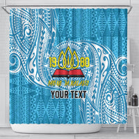Personalised Tonga Lavengamalie College Shower Curtain Since 1980 Special Kupesi Pattern LT9 - Polynesian Pride