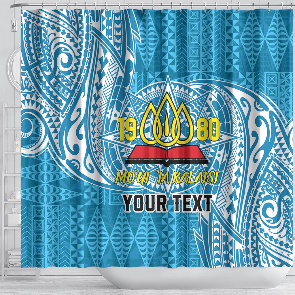 Personalised Tonga Lavengamalie College Shower Curtain Since 1980 Special Kupesi Pattern LT9 - Polynesian Pride