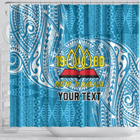 Personalised Tonga Lavengamalie College Shower Curtain Since 1980 Special Kupesi Pattern LT9 - Polynesian Pride