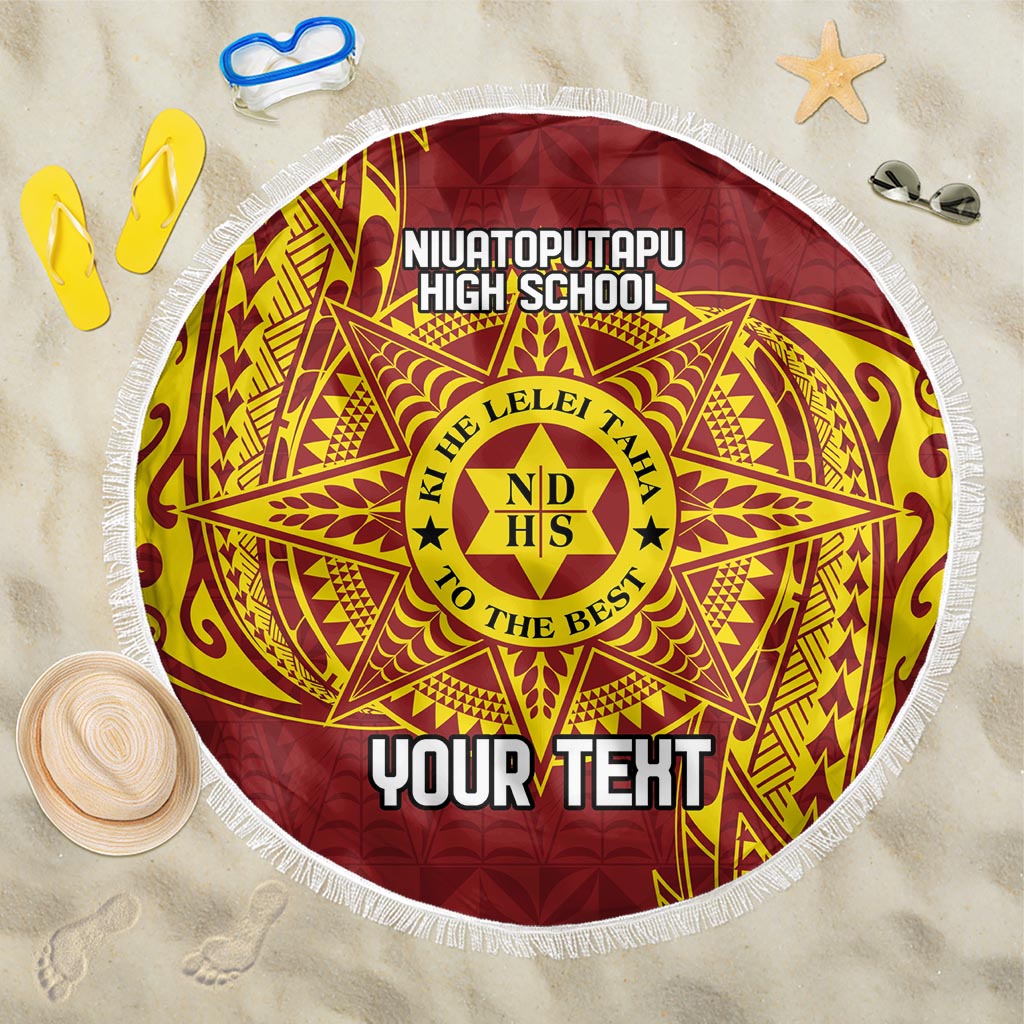 Personalised Tonga Niuatoputapu High School Beach Blanket Special Kupesi Pattern LT9 One Size 150cm Gold - Polynesian Pride