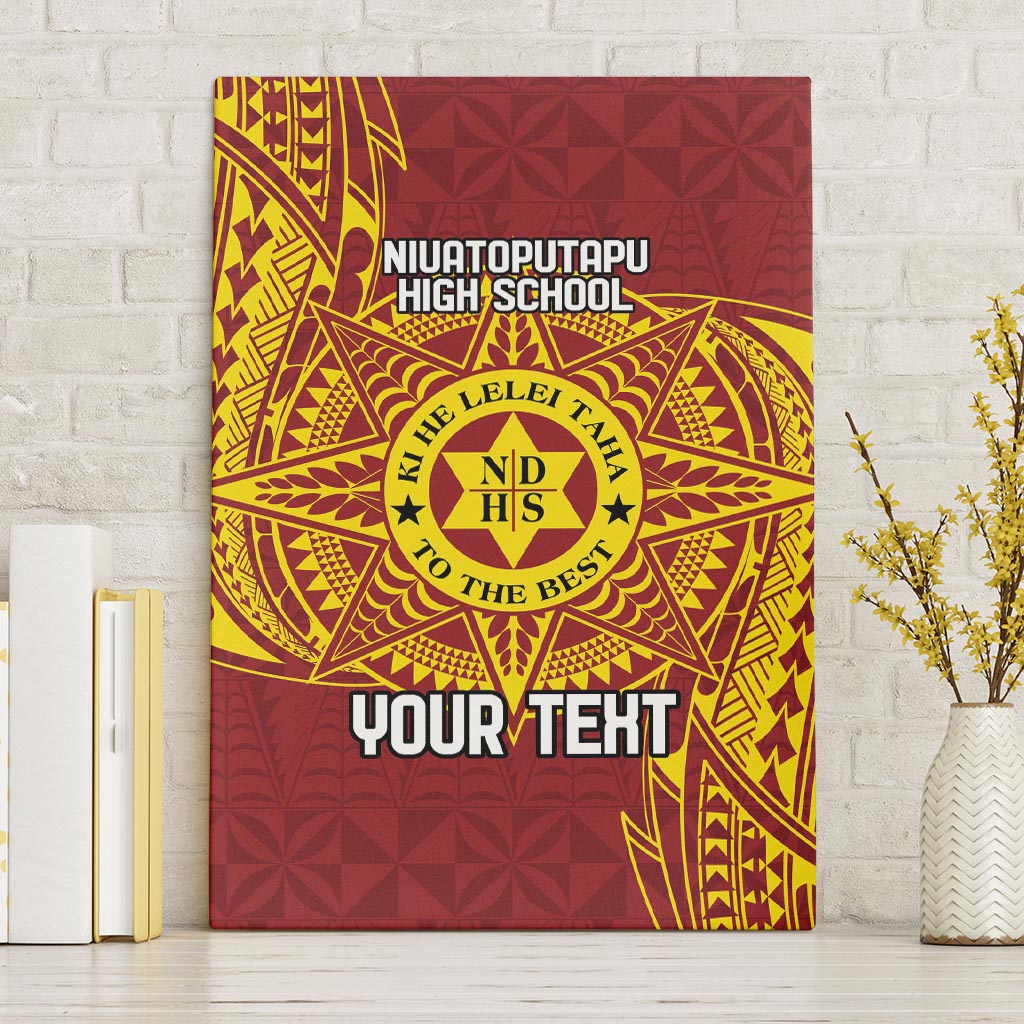Personalised Tonga Niuatoputapu High School Canvas Wall Art Special Kupesi Pattern LT9 Without Frame Gold - Polynesian Pride