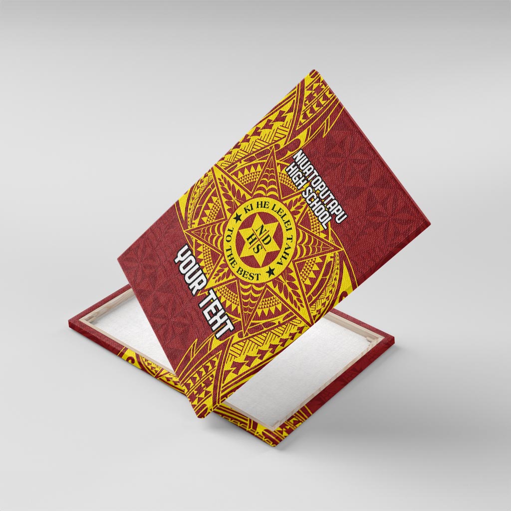 Personalised Tonga Niuatoputapu High School Canvas Wall Art Special Kupesi Pattern LT9 With Frame Gold - Polynesian Pride