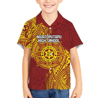 Personalised Tonga Niuatoputapu High School Kid Hawaiian Shirt Special Kupesi Pattern LT9 Kid Gold - Polynesian Pride