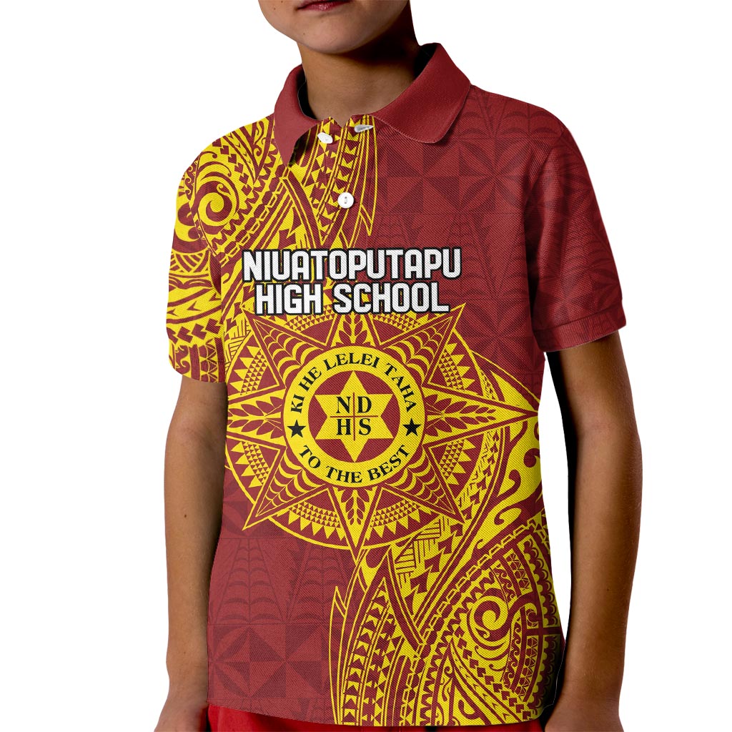 Personalised Tonga Niuatoputapu High School Kid Polo Shirt Special Kupesi Pattern LT9 Kid Gold - Polynesian Pride