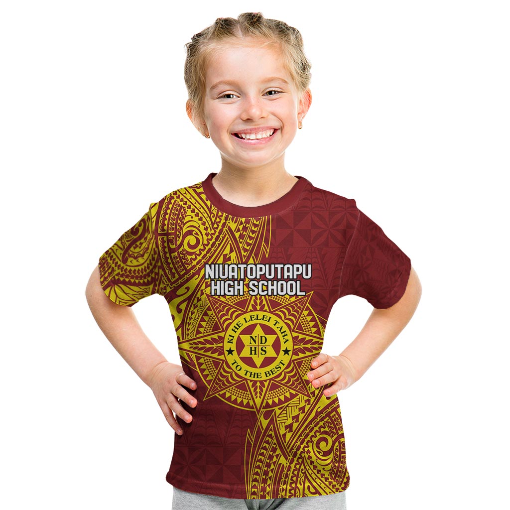 Personalised Tonga Niuatoputapu High School Kid T Shirt Special Kupesi Pattern LT9 Gold - Polynesian Pride