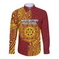 Personalised Tonga Niuatoputapu High School Long Sleeve Button Shirt Special Kupesi Pattern LT9 Unisex Gold - Polynesian Pride